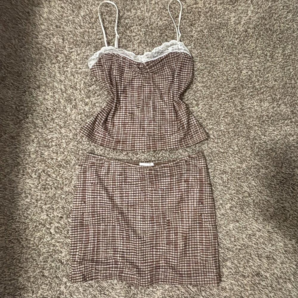 Super down Brown Checkered Skirt